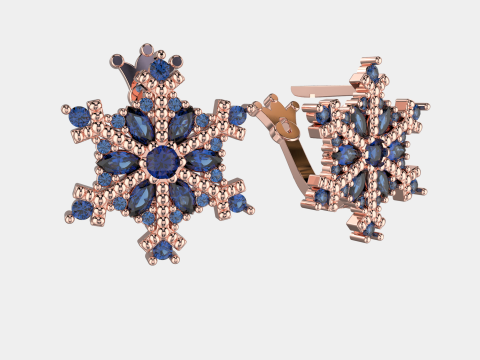 JEWELRY Earring The Snow Queen snowflake- Printable STL 3D Принт Модель