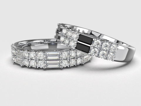 Printable wedding ring with baget-STL 3D Принт Модель
