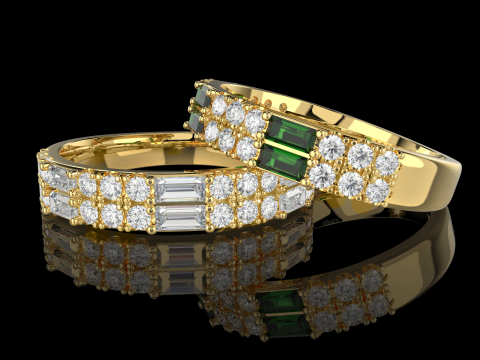 Printable wedding ring with baget-STL 3D Принт Модель