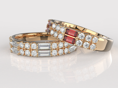 Printable wedding ring with baget-STL 3D Принт Модель