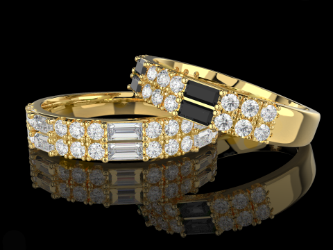 Printable wedding ring with baget-STL 3D Принт Модель