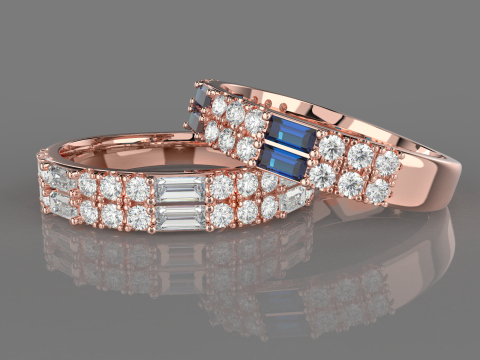 Printable wedding ring with baget-STL 3D Принт Модель