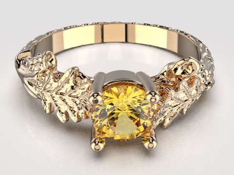 Five Engagement rings- oak leaf branch- printable STL Modèles 3D en vedette