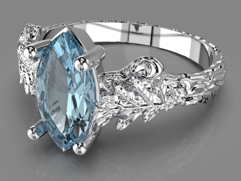 Five Engagement rings- oak leaf branch- printable STL Modèles 3D en vedette