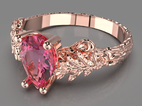 Five Engagement rings- oak leaf branch- printable STL Modèles 3D en vedette