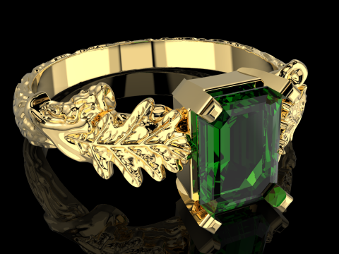 Five Engagement rings- oak leaf branch- printable STL Modèles 3D en vedette
