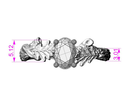 Five Engagement rings- oak leaf branch- printable STL Modèles 3D en vedette