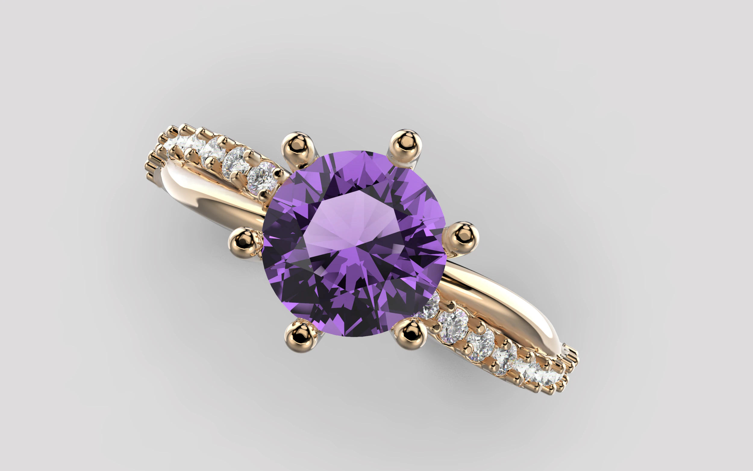 Engagement twisted SOL ring- Stones-1ct-6mm - printable STL 3D Print Model .c4d .max .obj .3ds .fbx .stl .blend