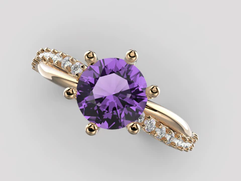 Nişan b&uuml;k&uuml;ml&uuml; SOL halkası - Taşlar-1ct-6mm - yazdırılabilir STL 3D Baskı Modeli