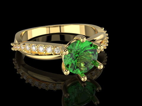 Engagement twisted SOL ring- Stones-1ct-6mm - printable STL Modelo de Impressão 3D
