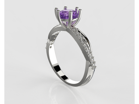 Engagement twisted SOL ring- Stones-1ct-6mm - printable STL Modelo de Impressão 3D