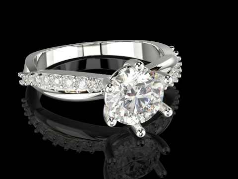 Engagement twisted SOL ring- Stones-1ct-6mm - printable STL Modelo de Impressão 3D