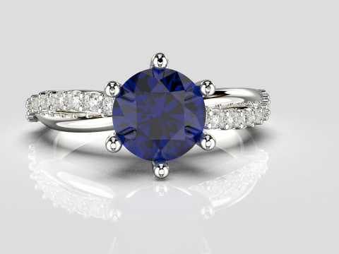 Engagement twisted SOL ring- Stones-1ct-6mm - printable STL Modelo de Impressão 3D