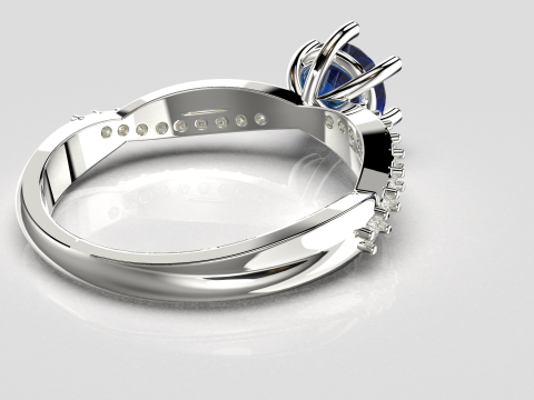 Engagement twisted SOL ring- Stones-1ct-6mm - printable STL Modelo de Impressão 3D