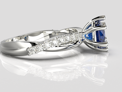 Engagement twisted SOL ring- Stones-1ct-6mm - printable STL Modelo de Impressão 3D