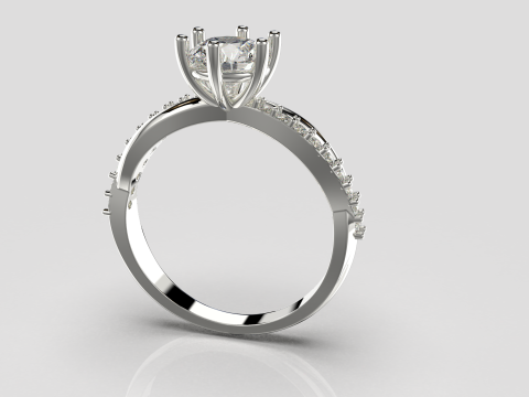 Engagement twisted SOL ring- Stones-1ct-6mm - printable STL Modelo de Impressão 3D