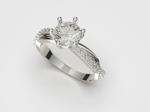 Engagement twisted SOL ring- Stones-1ct-6mm - printable STL Modelo de Impressão 3D