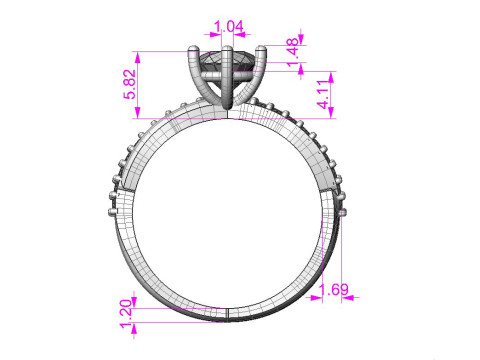 Engagement twisted SOL ring- Stones-1ct-6mm - printable STL Modelo de Impressão 3D