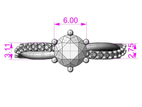 Engagement twisted SOL ring- Stones-1ct-6mm - printable STL Modelo de Impressão 3D