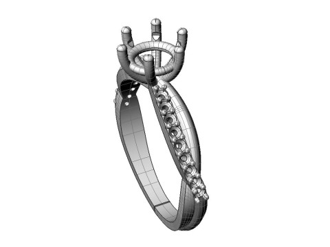 Engagement twisted SOL ring- Stones-1ct-6mm - printable STL Modelo de Impressão 3D
