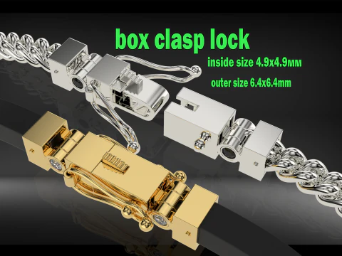 팔찌 또는 체인용 보석함 걸쇠 잠금 장치 인쇄 가능 STL 3D 프린트 모델