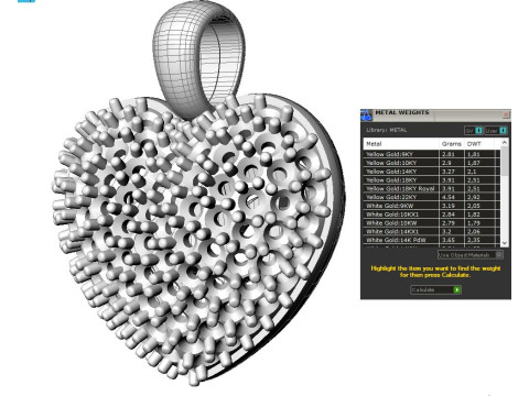 Jewelry pendant shiny Heart-Printable STL 3D Print Model