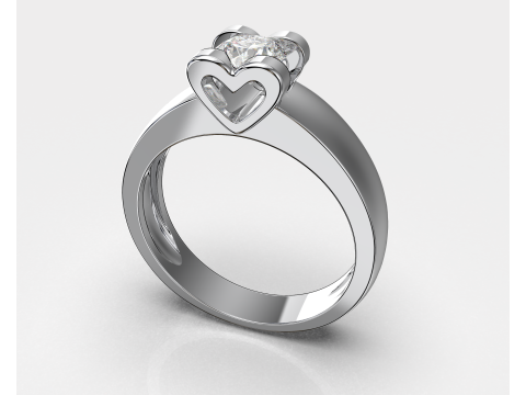 Engagement SOL Heart ring - Stone- 04 ct- 5mm - printable STL 3D Принт Модель