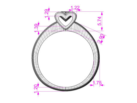 Engagement SOL Heart ring - Stone- 04 ct- 5mm - printable STL 3D Принт Модель