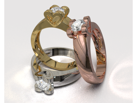 Engagement SOL Heart ring - Stone- 04 ct- 5mm - printable STL 3D Принт Модель