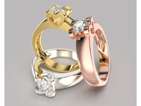 Engagement SOL Heart ring - Stone- 04 ct- 5mm - printable STL 3D Принт Модель