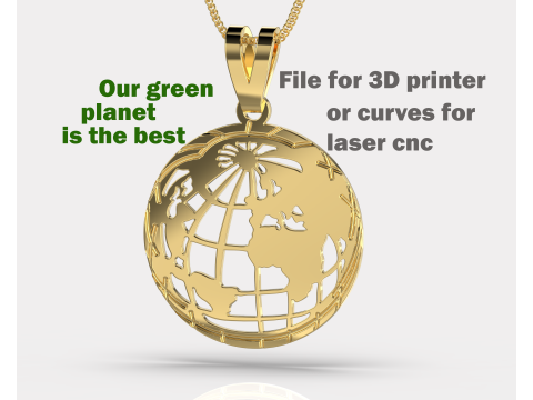 Jewelry pendant Planet Earth 28mm-Printable STL 3D Print Model