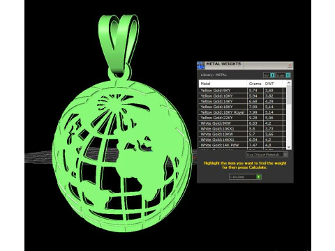 Jewelry pendant Planet Earth 28mm-Printable STL 3D Print Model