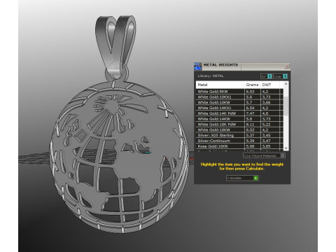 Jewelry pendant Planet Earth 28mm-Printable STL 3D Принт Модель