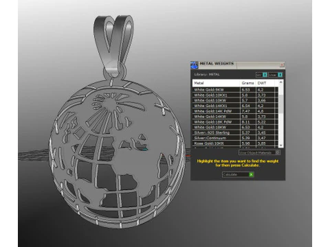 Jewelry pendant Planet Earth 28mm-Printable STL 3D Print Model