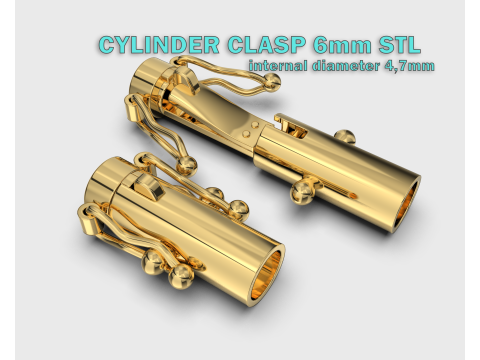 Jewelry CYLINDER CLASP 6mm STL ready for Print 3Dプリントモデル