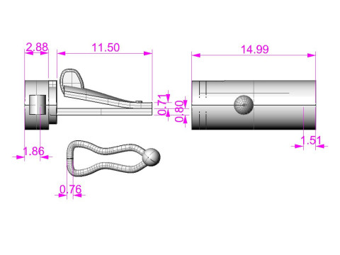 Jewelry CYLINDER CLASP 6mm STL ready for Print 3D 打印模型