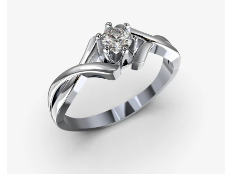 PRINTABLE WOMANS SOLITAIRE RING two colors 3D Print Model