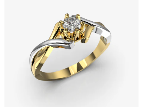 PRINTABLE WOMANS SOLITAIRE RING two colors 3D Print Model