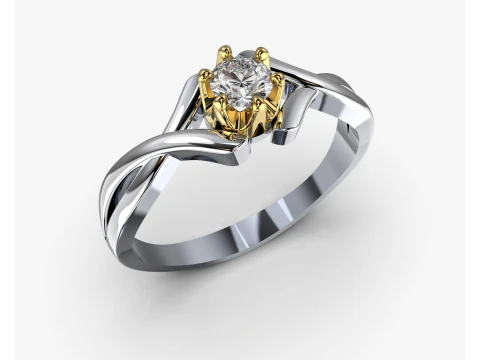 PRINTABLE WOMANS SOLITAIRE RING two colors 3D Print Model