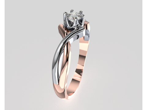 PRINTABLE WOMANS SOLITAIRE RING two colors 3D 打印模型
