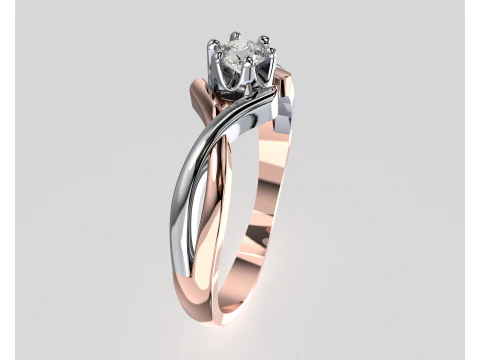 PRINTABLE WOMANS SOLITAIRE RING two colors 3D Print Model