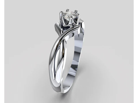 PRINTABLE WOMANS SOLITAIRE RING two colors 3D Print Model