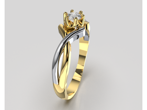 PRINTABLE WOMANS SOLITAIRE RING two colors 3D 打印模型