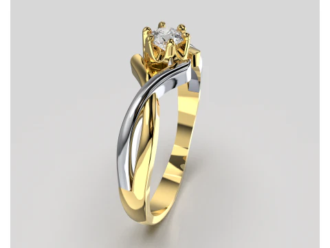 PRINTABLE WOMANS SOLITAIRE RING two colors 3D Print Model