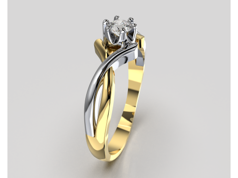 PRINTABLE WOMANS SOLITAIRE RING two colors 3D 打印模型