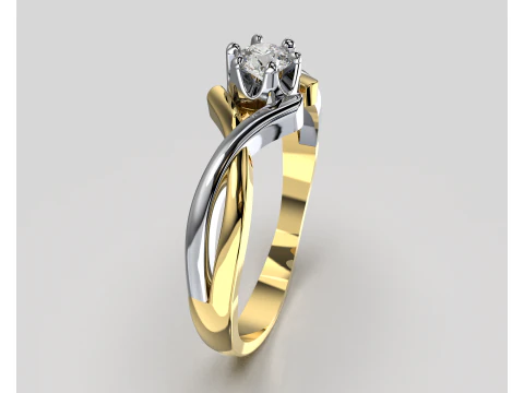 PRINTABLE WOMANS SOLITAIRE RING two colors 3D Print Model