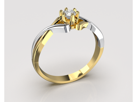 PRINTABLE WOMANS SOLITAIRE RING two colors 3D 打印模型