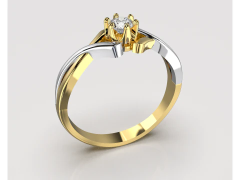 PRINTABLE WOMANS SOLITAIRE RING two colors 3D Print Model