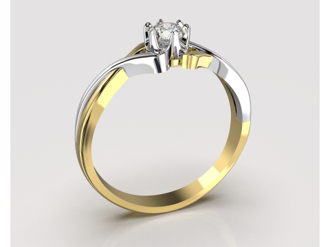 PRINTABLE WOMANS SOLITAIRE RING two colors 3D 打印模型
