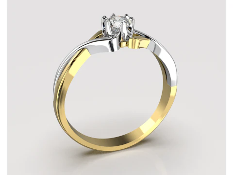 PRINTABLE WOMANS SOLITAIRE RING two colors 3D Print Model